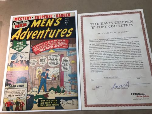 Men’s Adventures #5 (1950) VF- OW Crippen D Copy COA Early Atlas Horror Sci Fi