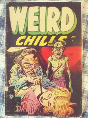 Weird Chills #1 Key Publications 1954  Detached Cover 2.0 pre code horror Rare