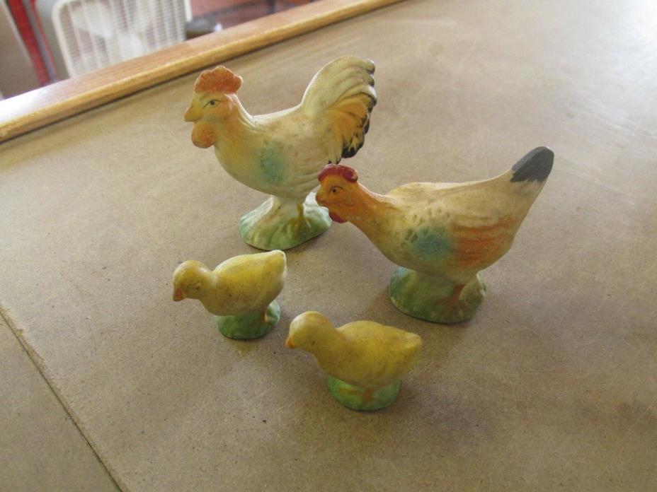 Vintage porcelain chicken rooster chicks family collectable