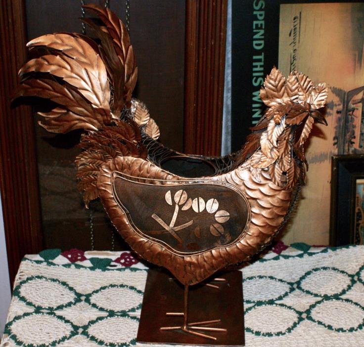 Decorative & Collectable Copper Kitchen Rooster With Votive Candle Holder Inside