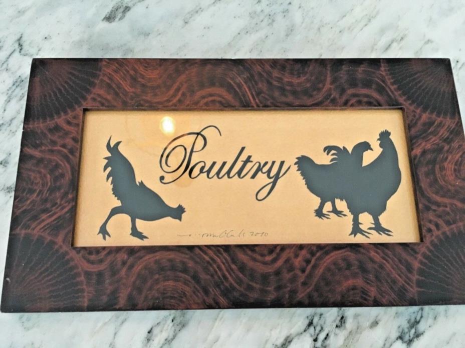 Chicken Poultry Silhouette wood frame Folk Art Rooster