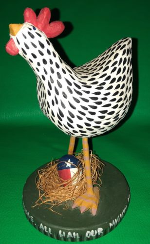 Chicken Rooster Hen with Egg - Texas - wooden House of Hatten 1997