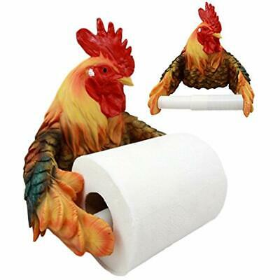 Ebros Country Farm Alpha Rooster Chicken Toilet Paper Holder Bathroom Wall Home