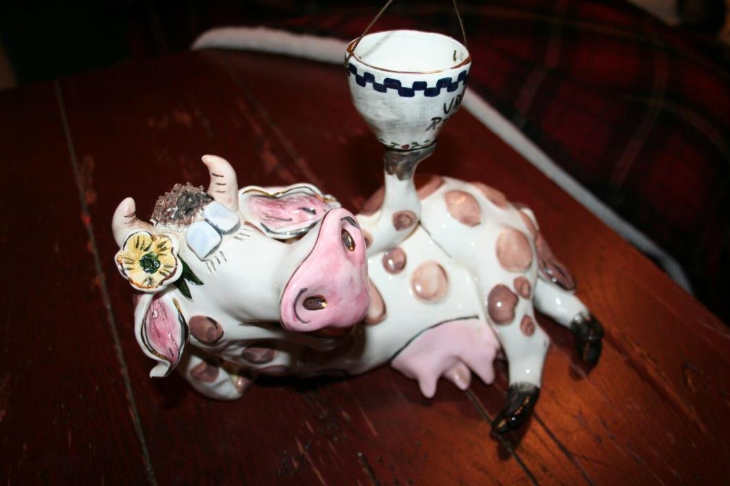 Blue Sky Clayworks UDDERLY RIDICULUS Cow Art Tea Light Candle Cow  Figurine