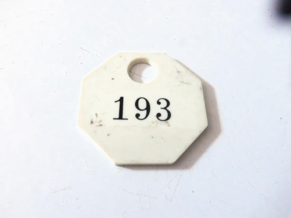 Vintage Plastic Cow Cattle Ear Tag #193 - Octagon Shape