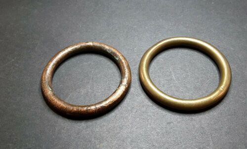 2 VINTAGE SOLID HEAVY BRASS PIERCING BULL NOSE RINGS ~ do not open ~ 2 colors