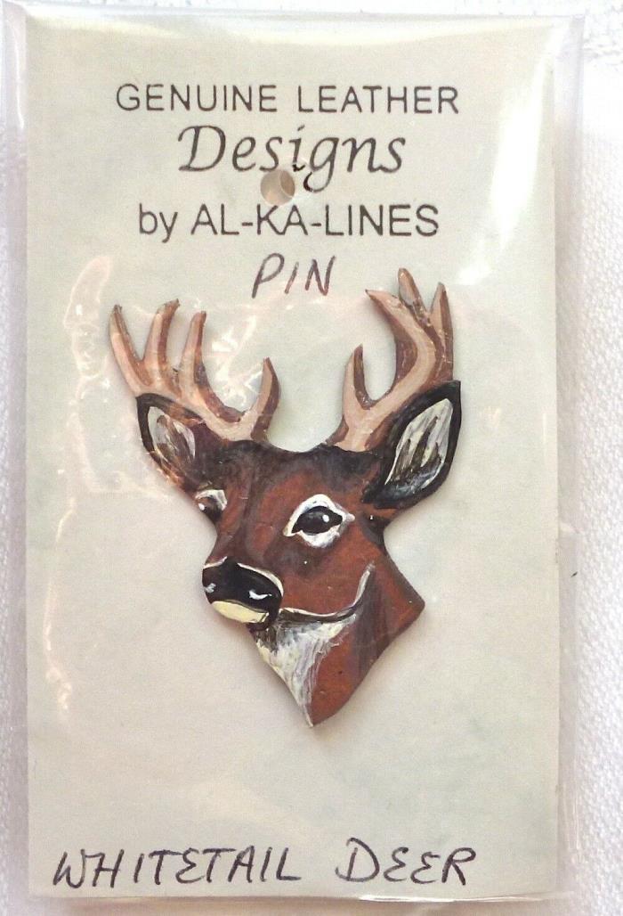 Leather Whitetail Deer pin - hand-cut and hand-painted by Minnesota artists