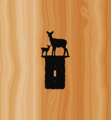 BLACK PLASTIC DOE AND FAWN SWITCH PLATE COVER