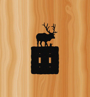 BLACK PLASTIC ELK DOUBLE SWITCH PLATE COVER