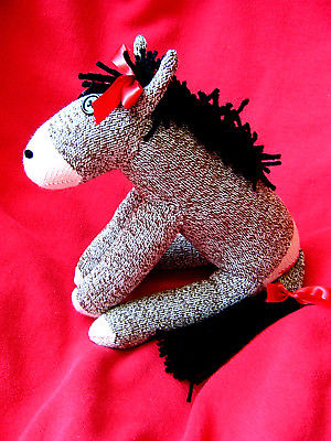 ? Sock Monkey  Donkey Daisy Stuffed Animal Handmade