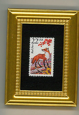 RED FOX  -  A COLLECTIBLE GLASS FRAMED POSTAGE MASTERPIECE!
