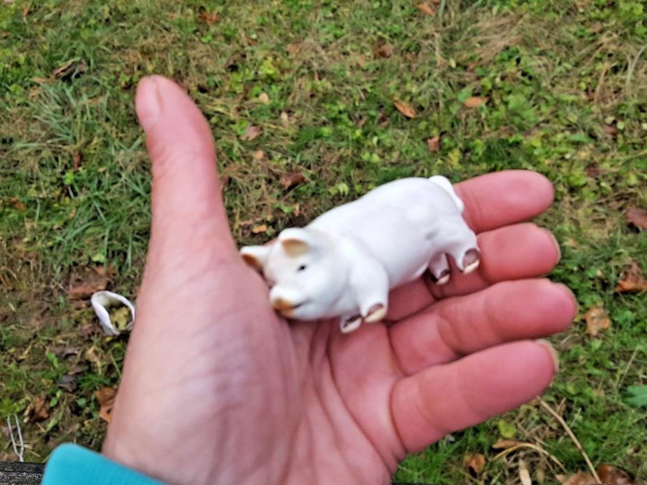 Vintage Painted Bisque Miniature Pig-Hog Figurine