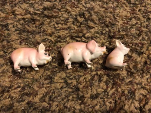 Three Tiny Ceramic Pigs