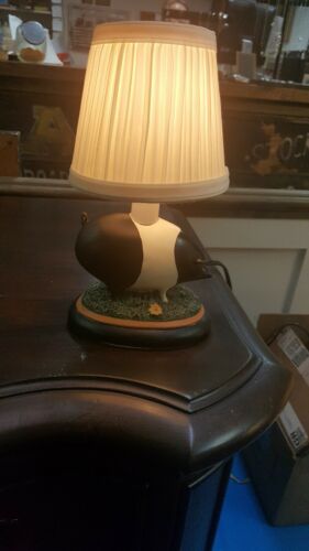 Warren Kimble-Pig-Small Candlestick Lamp w/Shade-Primitive-Barnyard-Folk Art-
