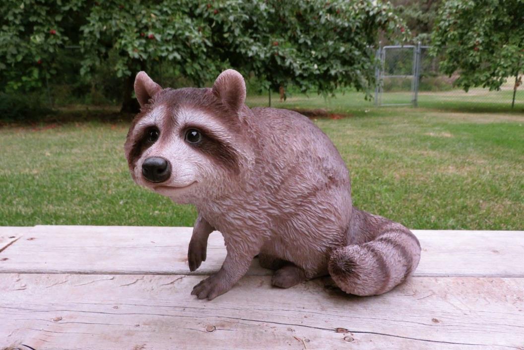 Raccoon Sitting Statue Figurine Country Farm Animal Decor Resin 13.39 in. New