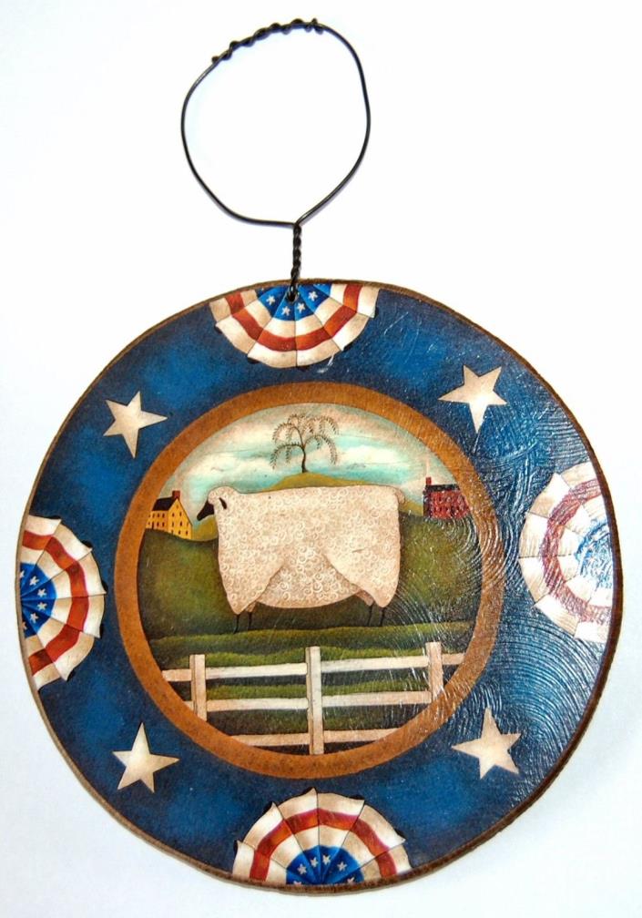 New Primitive Americana Country Sheep Plaque Art USA SELLER *Shipped fast!