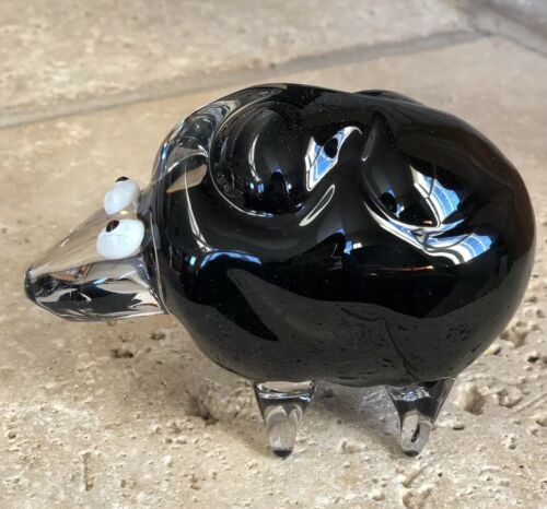 Rare VTG Licio Zanetti Black SHEEP glass, Murano, signed, Italy, Italian, Mammal