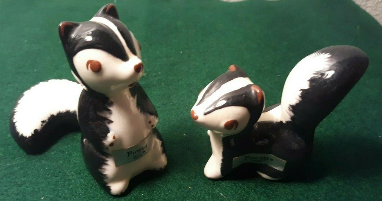 Vintage ROBERT SIMMONS Ceramic SKUNK COUPLE Miniature Figurines PEWEY & PEWETTE