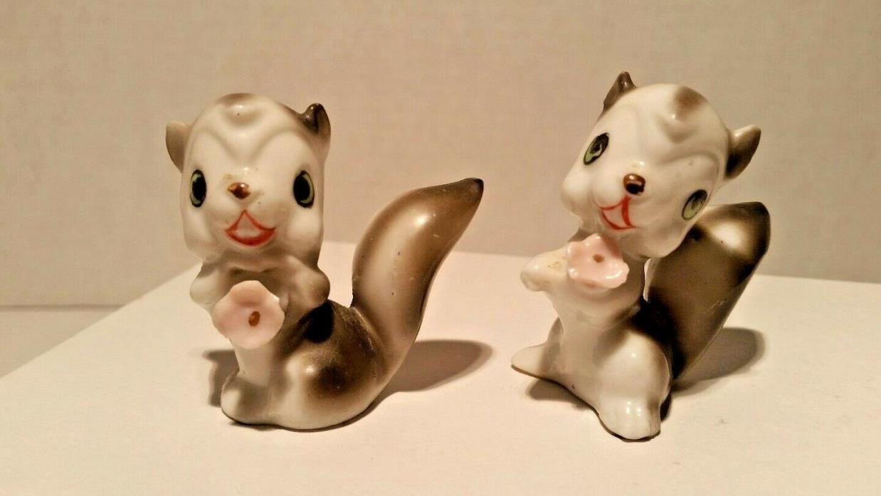 2 Vintage Skunk Figurines Made in Japan Cute