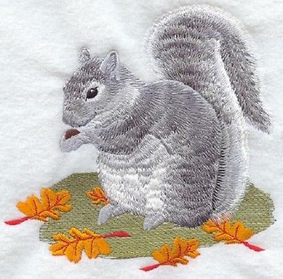 Embroidered Short-Sleeved T-shirt - Grey Squirrel H1565 Size S - XXL