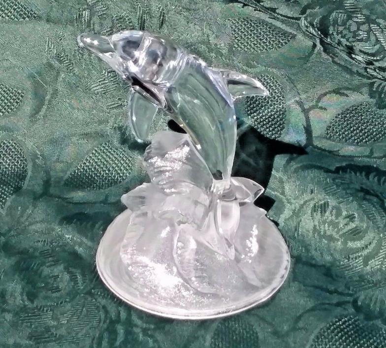 Vintage Jumping Dolphin Glass Paperweight