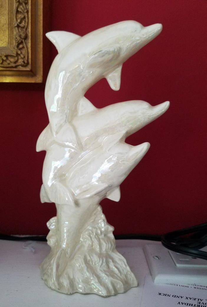 Porcelain Ivory Colored Dolphin Figurine