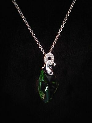 Brilliant Dolphin Green Crystal Pendant Necklace Made With Swarovski Elements