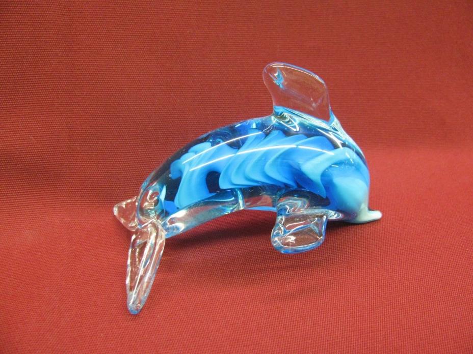 Glass Blue Dolphin Beautiful Swirl Design