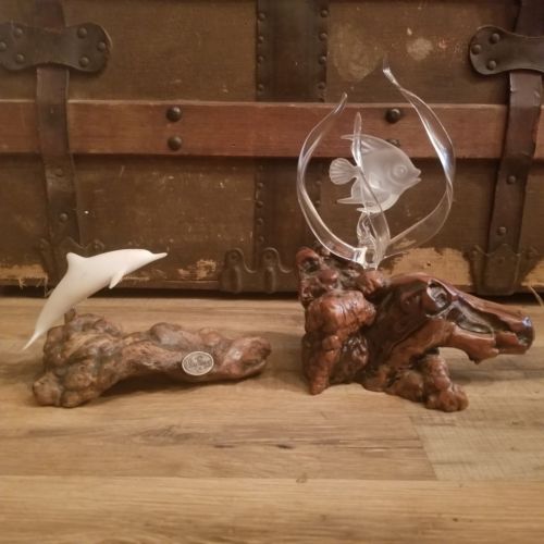 Lot Of 2 John Perry Wood And Fish Sculptures
