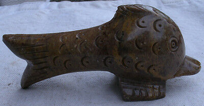 Carved Soapstone Dolphin made in India red & ochre sea life fish marine animal