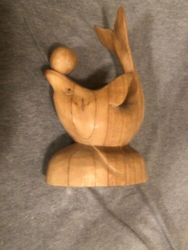 Carved Wooden Dolphin w/ball Decoration- Nautical Theme- Excellent Condition