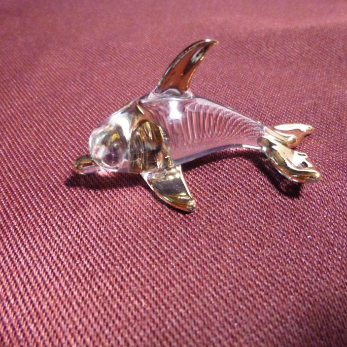 Gold tipped Crystal DOLPHIN - Hand crafted - New