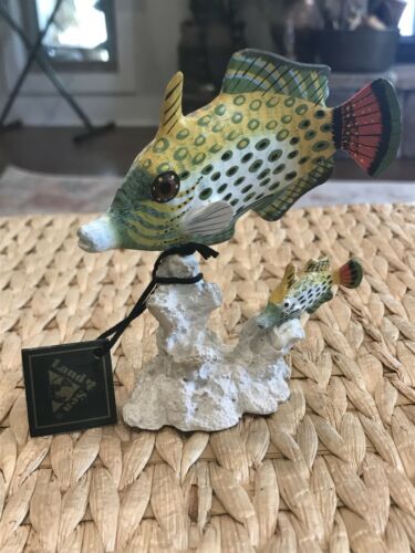 Land & Sea Collectible File Fish Tropical on Coral Base Statue w/Tag