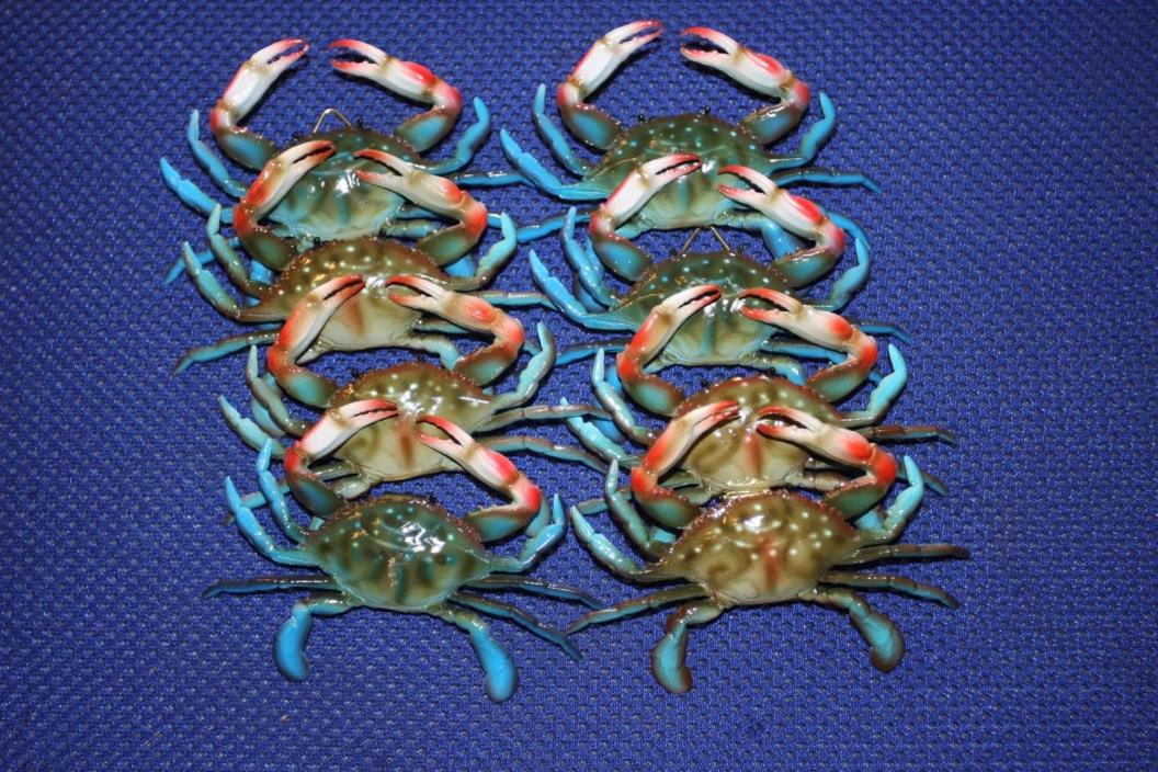 (8) Realistic Blue Crab Replicas 6 inch, Crabshack Crab Display, 3-D Lifelike