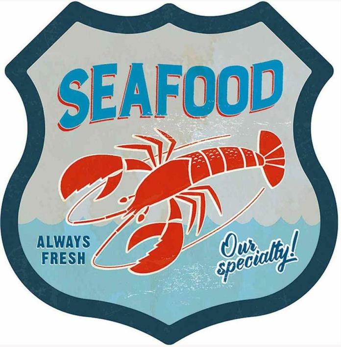 Fresh Seafood Lobster Diner Restaurant Pub Bar Road Sign