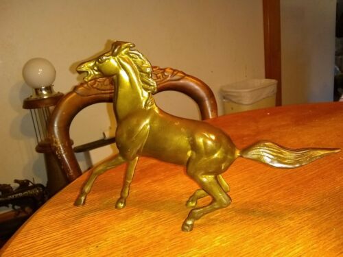 Vintage BRASS COATED Coppertone REARING STALLION HORSE FIGURE or STATUE
