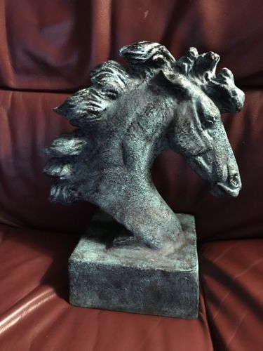 Large Horse Head Bust Statue Solid Aluminum (Rustic Look) 7 LBS.