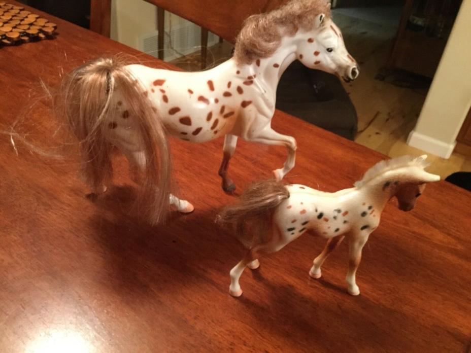 Vintage Equine Models Appalousa Stalion and Pony 7” & 5” tall Plastic