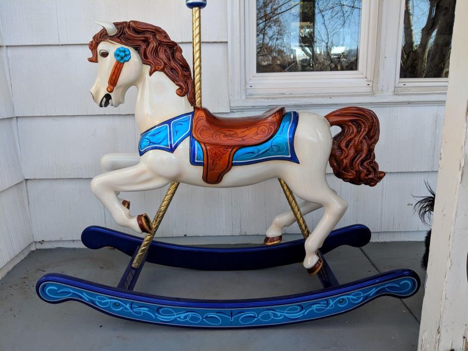 S & S Woodcarvers Carosel Rocking Horse with Custom Hand Painted by Striper Josh