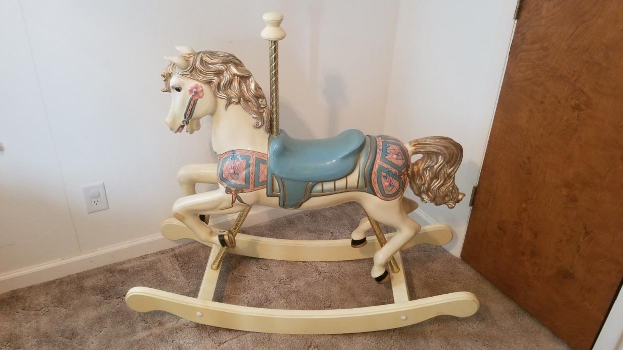 S&S Woodcarvers Hand Painted Wooden Carousel Rocking Horse 1984