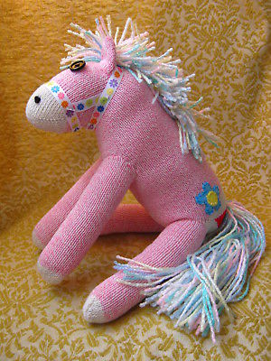 ?? Sock  Monkey Horse Pony Pink  Daisy Halter + Tattoo Rainbow Mane Handmade