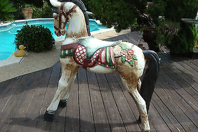 Vintage Large Hand Carved Wood Carousel Horse