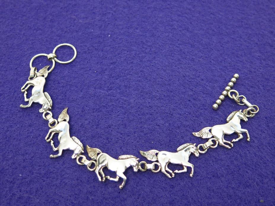 Horses Running Silver Bracelet