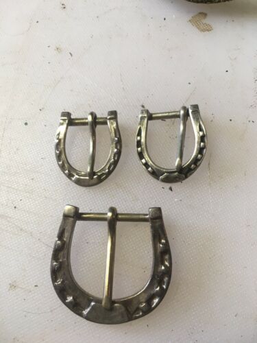 Edward H. Bohlin Sterling Silver 3 Buckles  for concho belt 2 shown