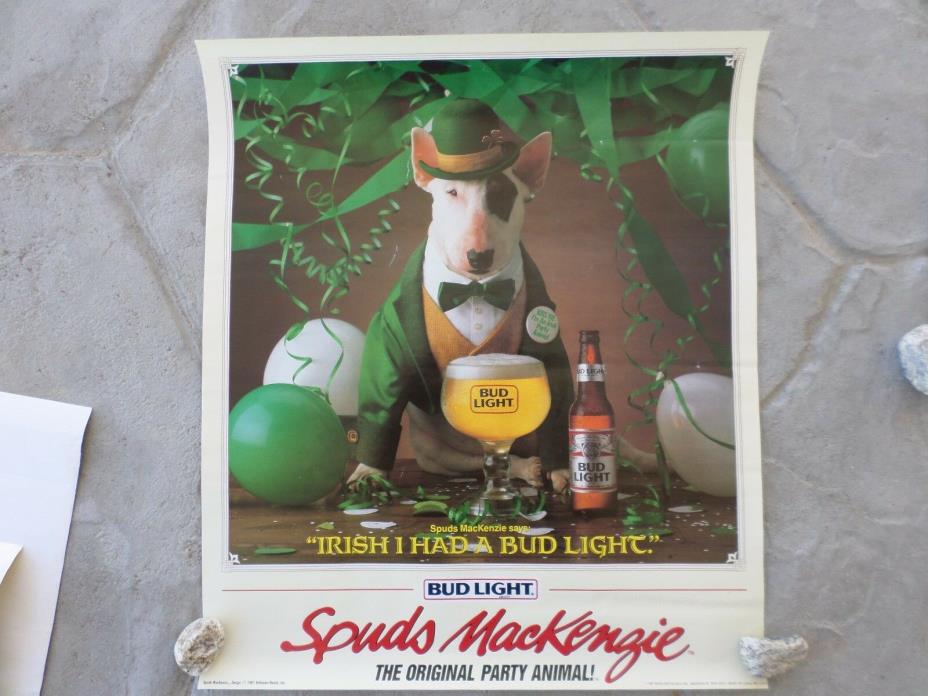 1987 VINTAGE BUDWEISER BEER POSTER SPUDS MACKENZIE 