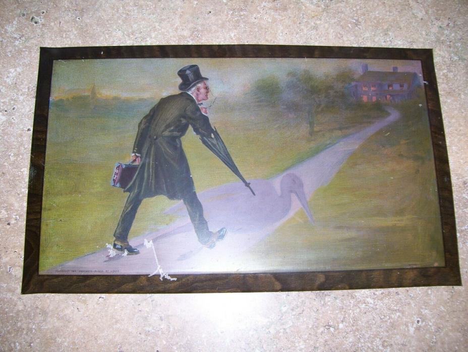 VINTAGE ORIGINAL 1915 ANHEUSER BUSCH “DR. STORK” TIN MEDICAL SIGN