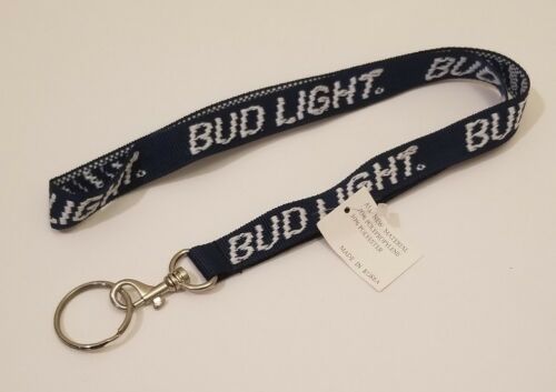NEW Bud Light Lanyard Necklace Keychain Key Ring w/ Clip Blue Embroidered