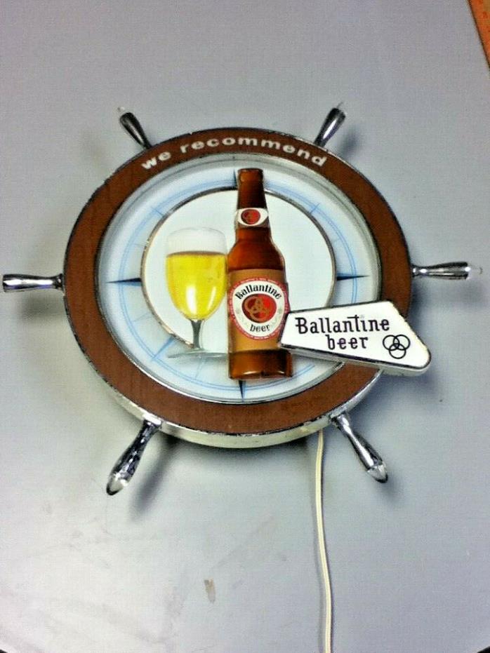 Ballantine ale beer sign Nautical ships wheel lighted vintage bar light ship MU2