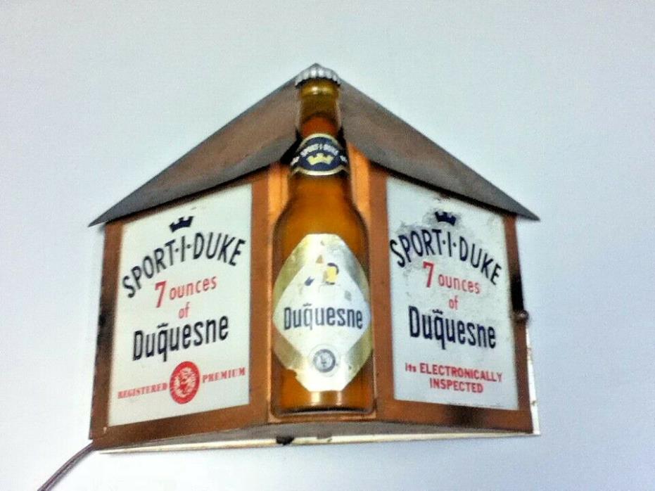 Duquesne beer sign vintage metal light box Rog reverse painted glass lighted old