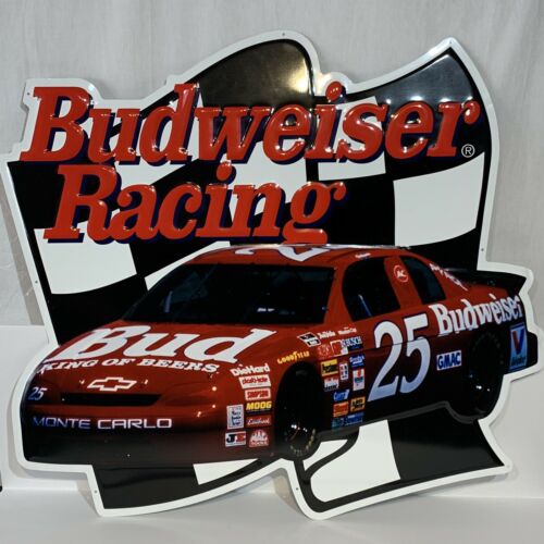 Vintage Budweiser Racing Metal Sign NASCAR # 25 Ken Schrader Chevy 1995